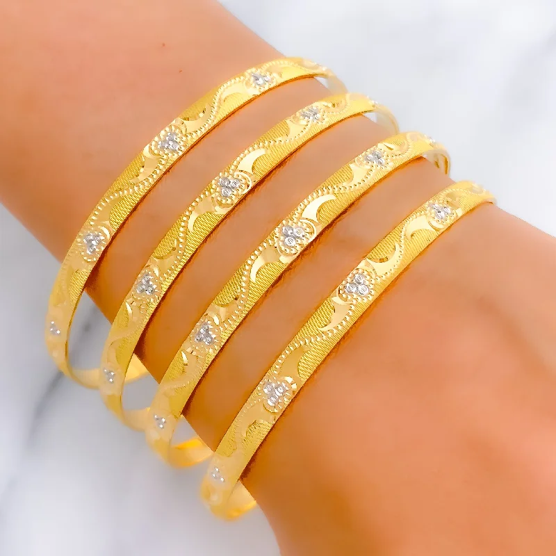 Ladies infinity bangles-Beautiful Distinct Floral 22k Gold Bangles