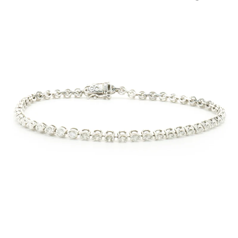 Ladies adjustable bangles-14 Karat White Gold Diamond Tennis Bracelet