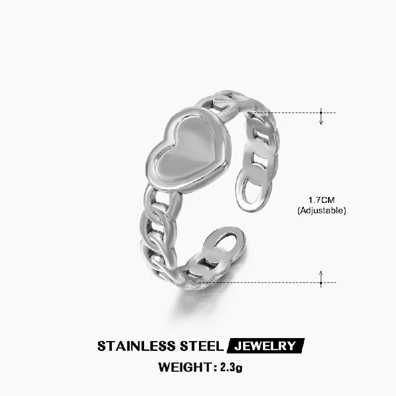 Steel Color Love Heart-Shaped Ring-ZN209S