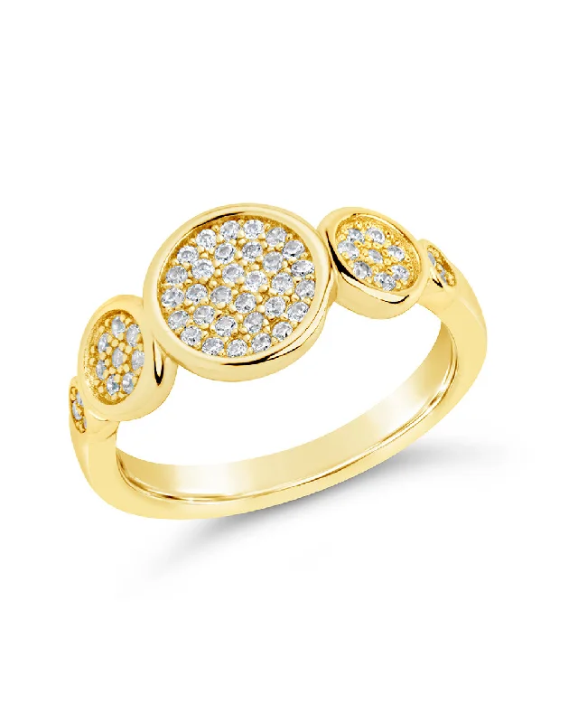 Ladies designer engagement rings-Amy CZ Studded Disk Ring