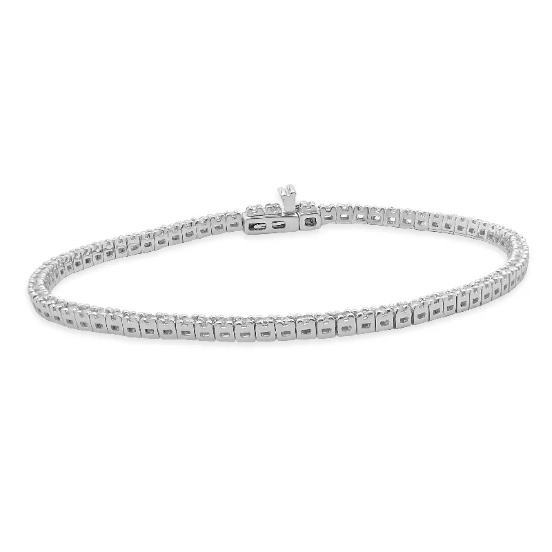 Ladies fashion cuff bracelets-14 Karat White Gold Diamond Tennis Bracelet