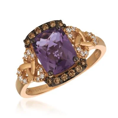 Ladies personalized rings-Strawberry Gold Grape Amethyst Le Vian Ring