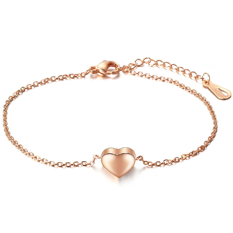 Ladies vintage bracelets-Simple Style Heart Shape Titanium Steel Plating Gold Plated Bracelets