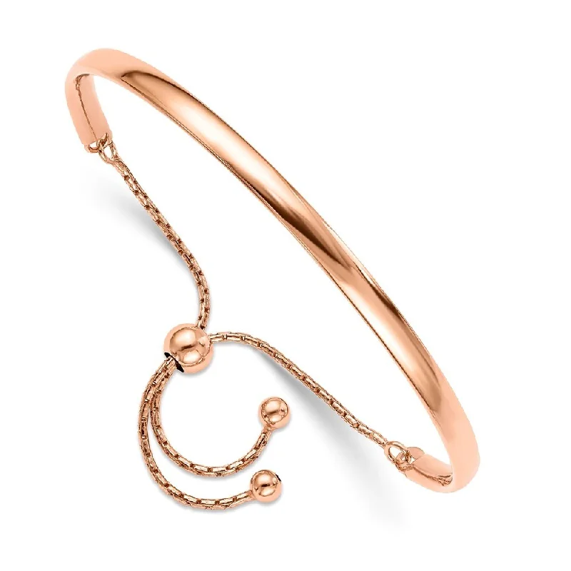 Ladies luxury charm bracelets-925 Sterling Silver 4mm Rose Gold-plated Adjustable Bangle Bracelet