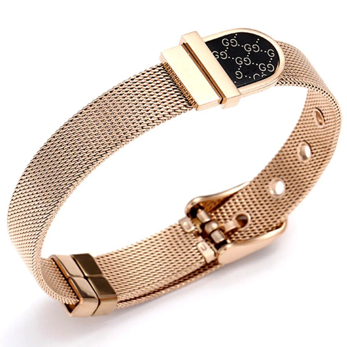 Ladies engraved bangles-Belt Type Fashion Titanium Steel Bracelet