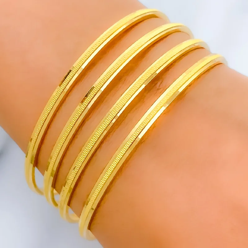 Ladies diamond cuff bracelets-Refined Reflective 22K Gold Versatile Bangles