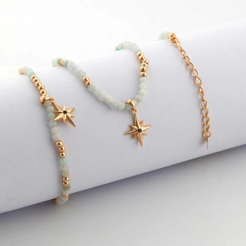 Ladies rhinestone bracelets-Burmese Jade Bracelet with Star Charm