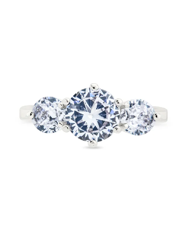 Ladies contemporary rings-Sterling Silver Nia CZ Round Ring