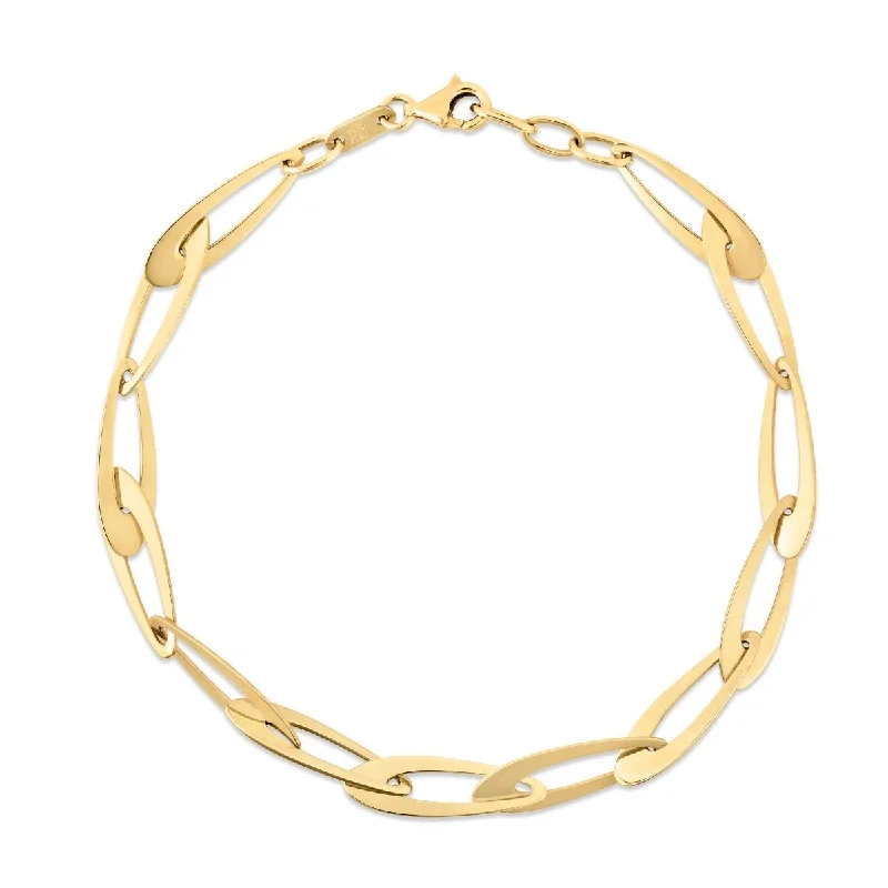 Ladies holiday bracelets-La Goccia Oval Link Bracelet in 14k Yellow Gold