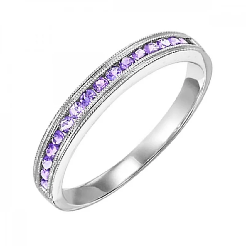 10KT Round Gemstone Stackable Ring- Synthetic Alexandrite (June)