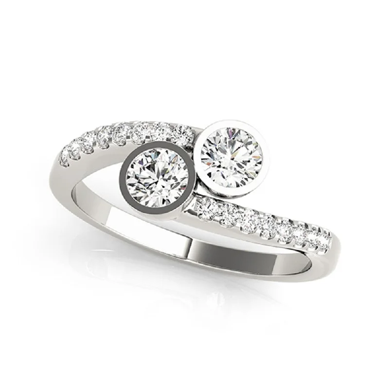 Ladies radiant cut engagement rings-Auriya 14k Gold 1/2 carat TW Round Bezel-set 2-Stone Diamond Engagement Ring