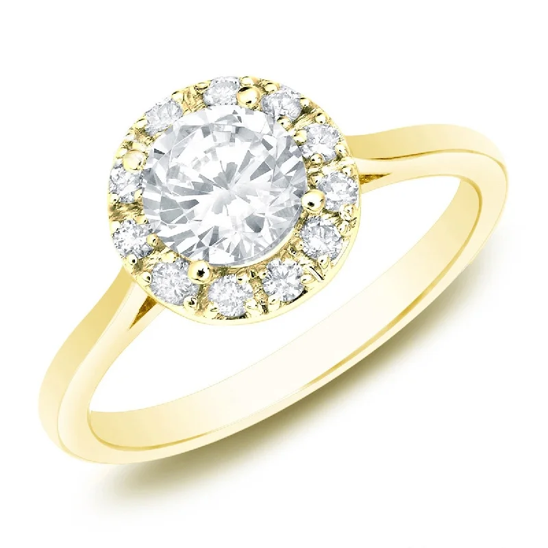 Ladies affordable engagement rings-Auriya 14k Gold Round Halo Diamond Engagement Ring 1/2ctw