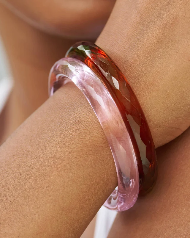 Ladies silver charm bangles-Glass Bangles - Pink & Maroon