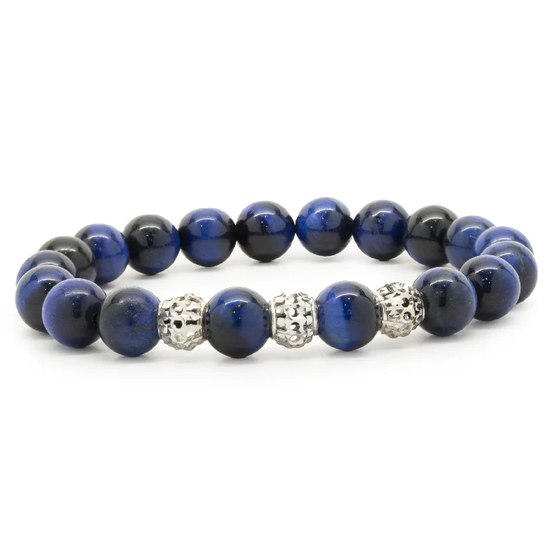 Ladies sapphire bracelets-18 Karat White Gold Dyed Tigers Eye Beaded Bracelet