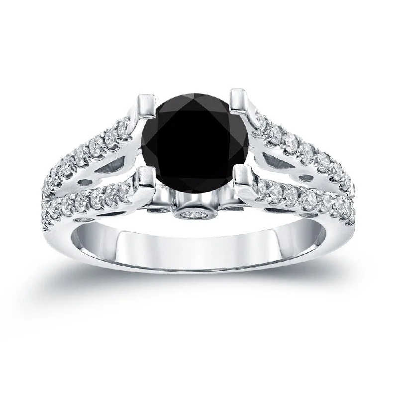 Ladies custom engagement rings-14k Gold Modern 1 1/2ct TDW Black Diamond Engagement Ring by Auriya