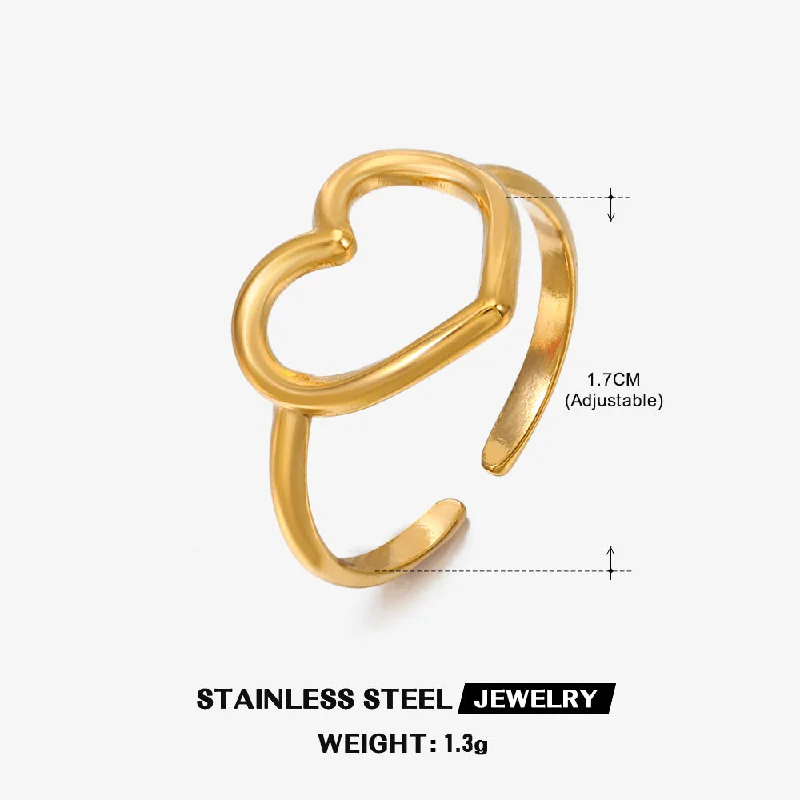 Golden Love Heart-Shaped Ring-ZN038G