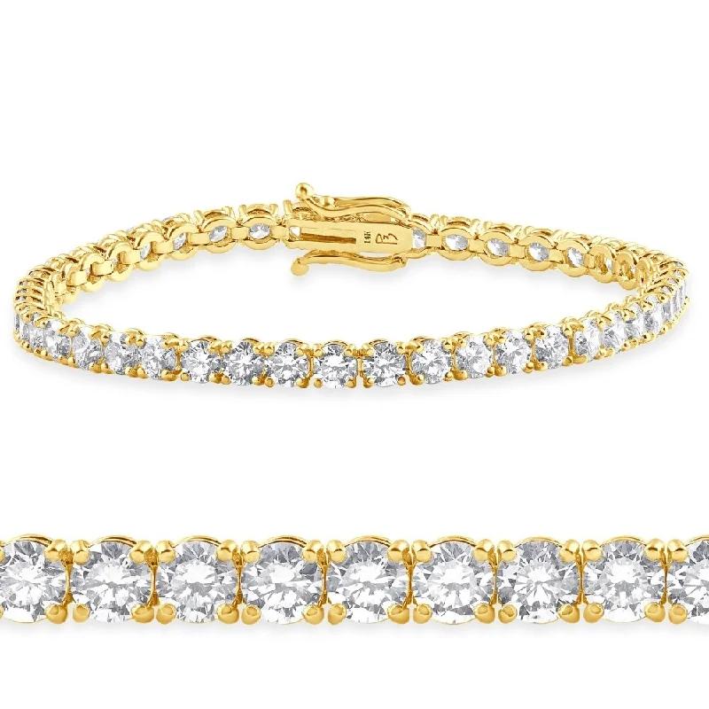 Ladies wedding bangles-10 Ct Lab Grown Diamond Tennis Bracelet Yellow Gold 7"