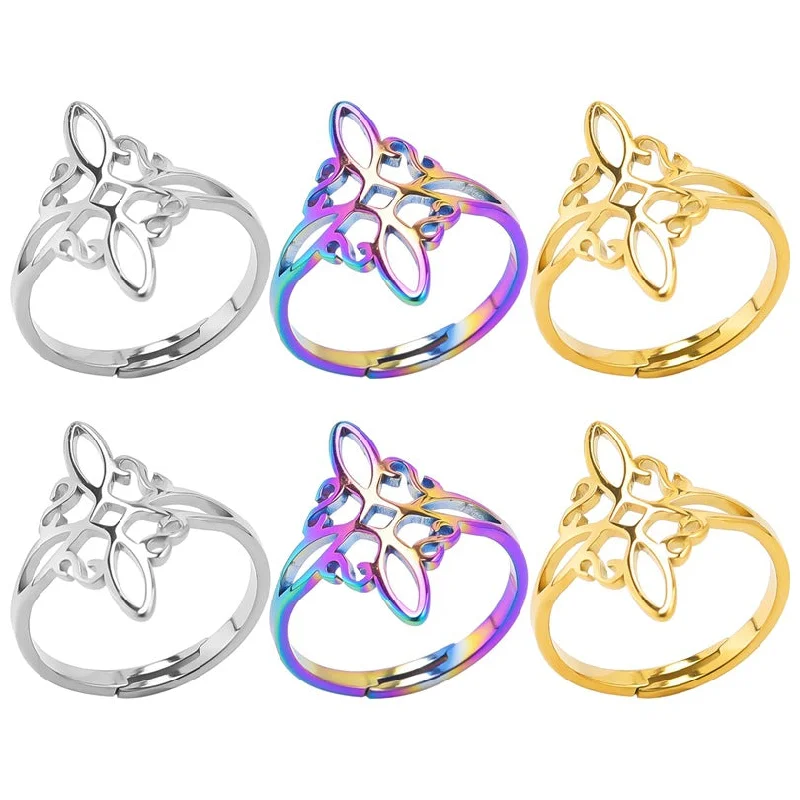 Ladies vintage engagement rings-Wholesale Simple Style Witches Knot Stainless Steel Polishing Rings