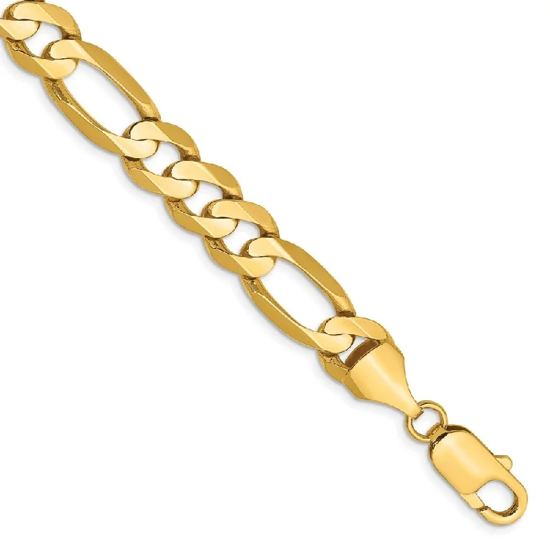 Ladies moonstone bracelets-14k Yellow Gold 8.75mm Concave Open Figaro Chain Bracelet, 8"