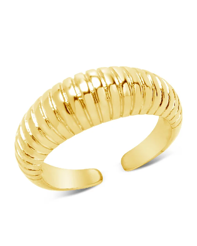 Ladies vintage rings-Ribbed Open Bombe Ring