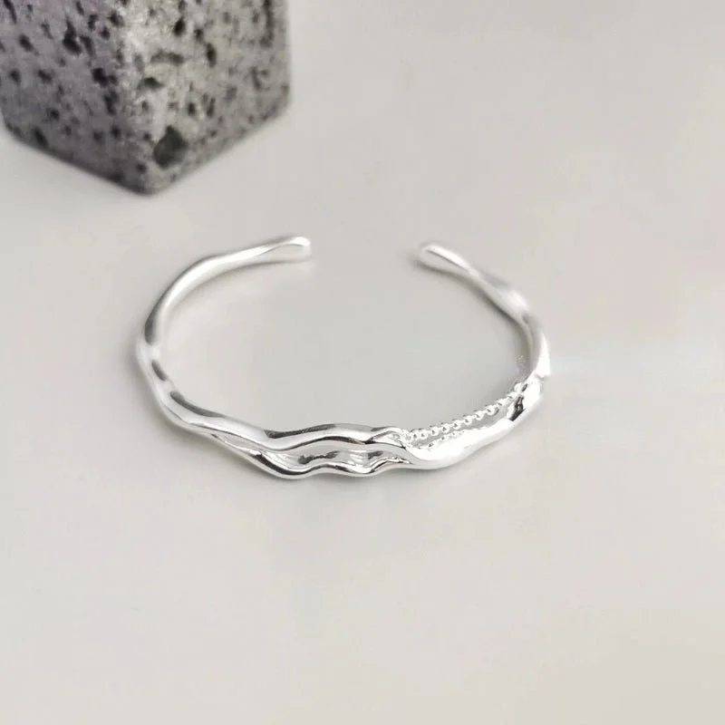 Ladies thick bangles-Unique Sterling Silver Bracelets-“Superior Lake”