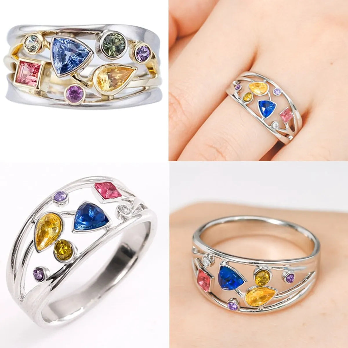 Ladies vintage wedding rings-Simple Style Square Water Droplets Zircon Alloy Wholesale Rings