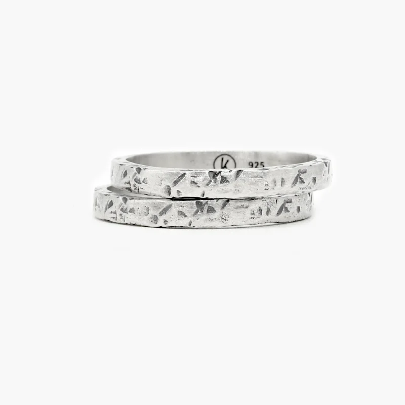 Ladies personalized rings-Double Bands Sterling Silver Ring