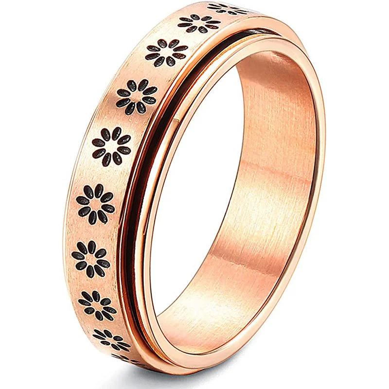 Rose Gold-Daisy-Spinning Ring