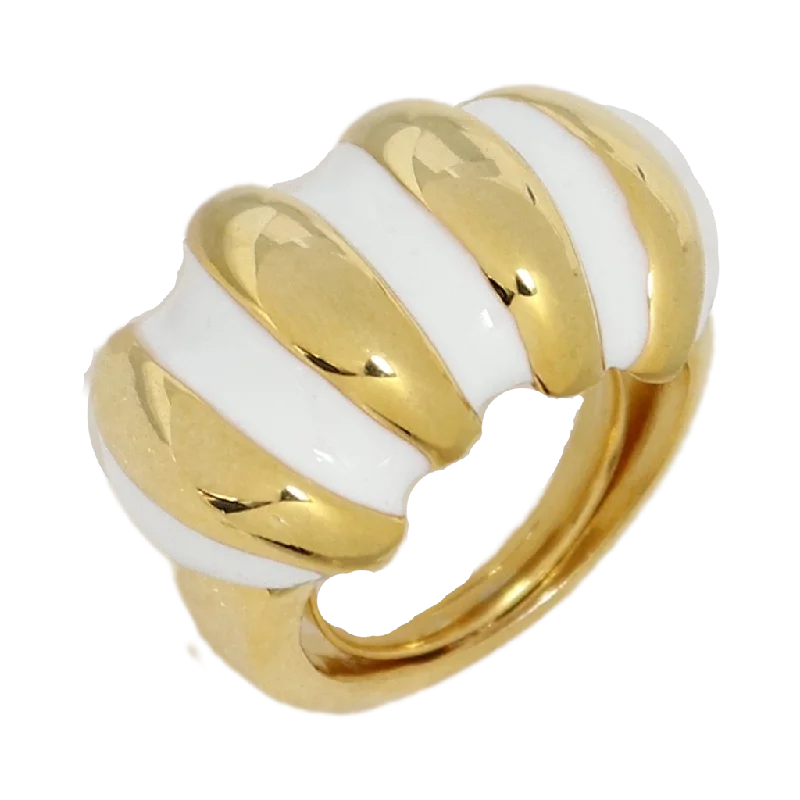 Ladies multi-stone rings-White Enamel Shrimp Adjustable Ring