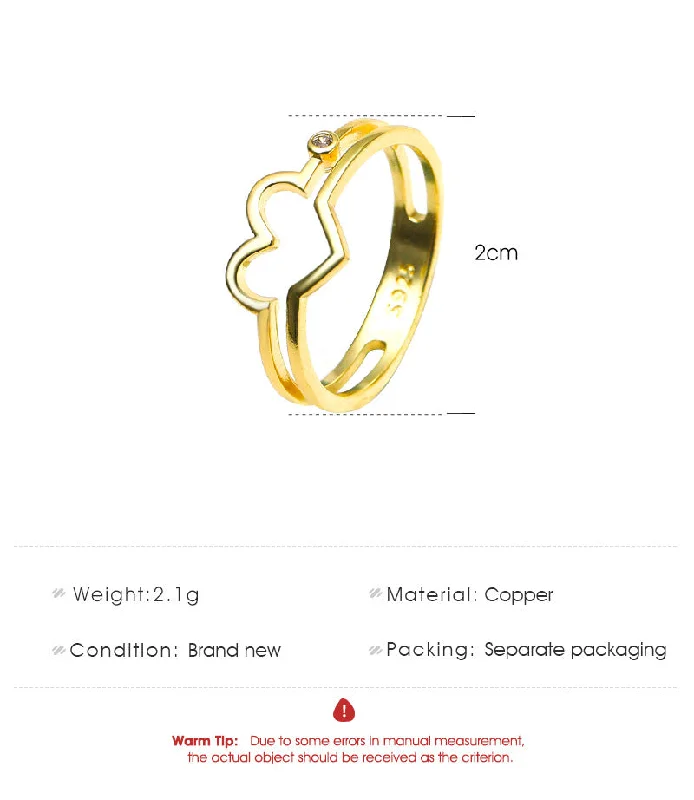 Ladies topaz rings-Simple Fashion Geometry Pattern Hollow Love Ring