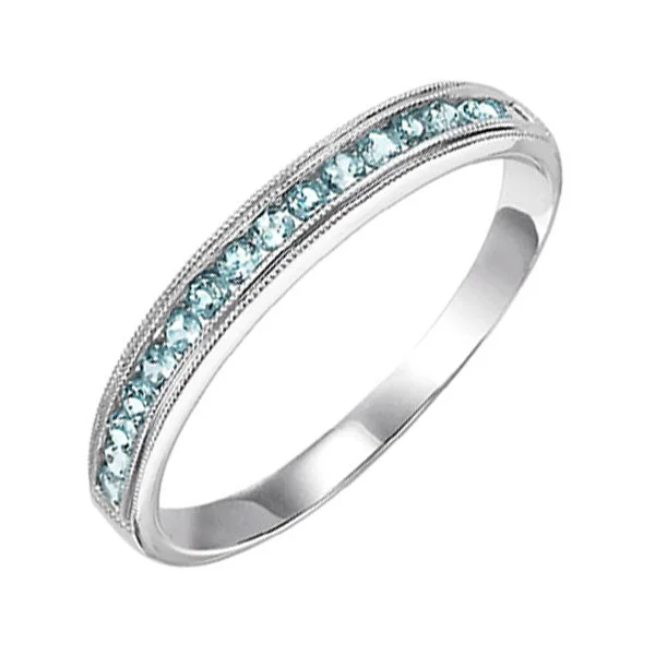 Ladies diamond wedding rings-14KT WHITE GOLD AQUAMARINE (1/3 CTW) RING