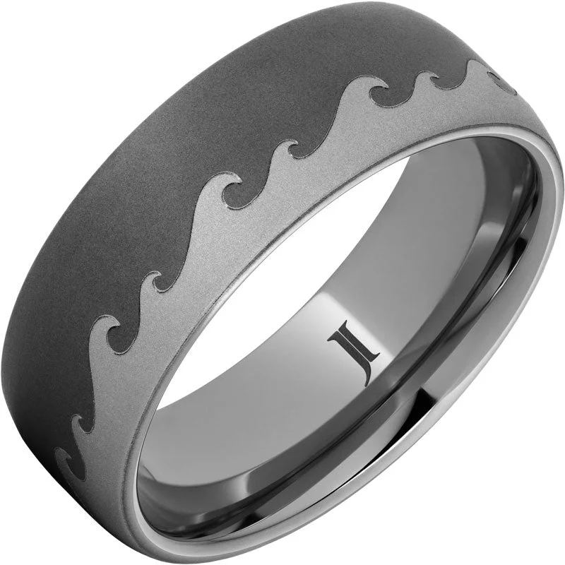 Ladies gemstone cocktail rings-Surf's Up Rugged Tungsten™ Ring