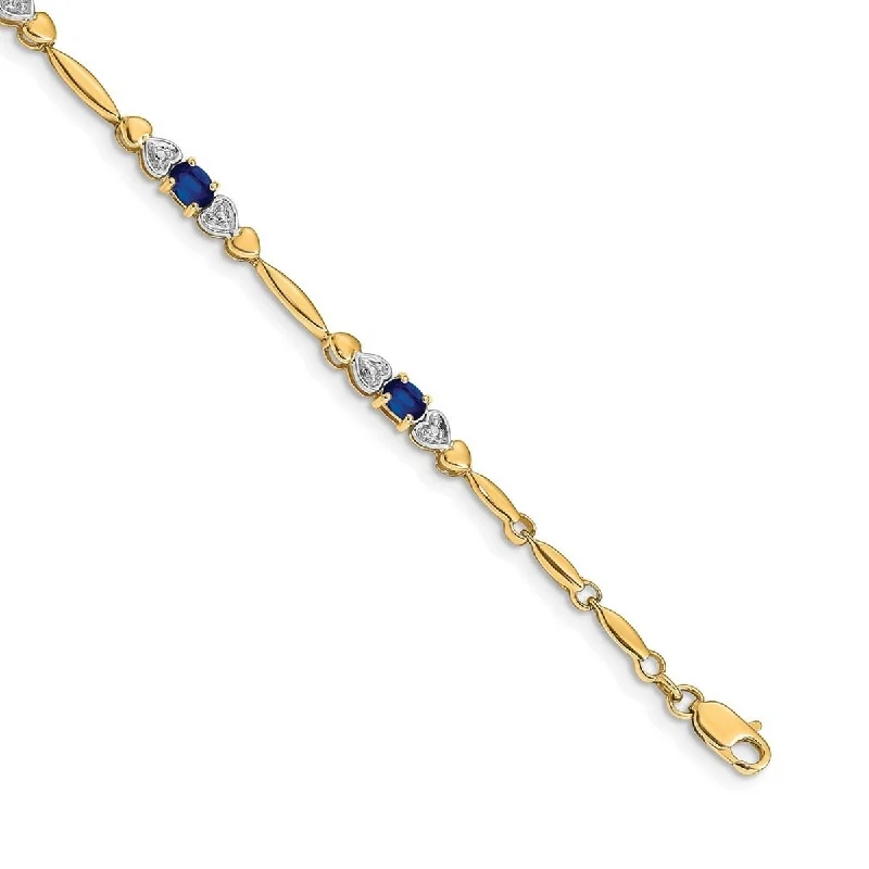 Ladies designer bracelets-Curata 14k Diamond and Sapphire Bracelet