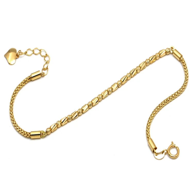 Ladies colorful bangles-Real Gold Roller with Heart Adjustable Size Bracelet 5034 (19 C.M) BR1791