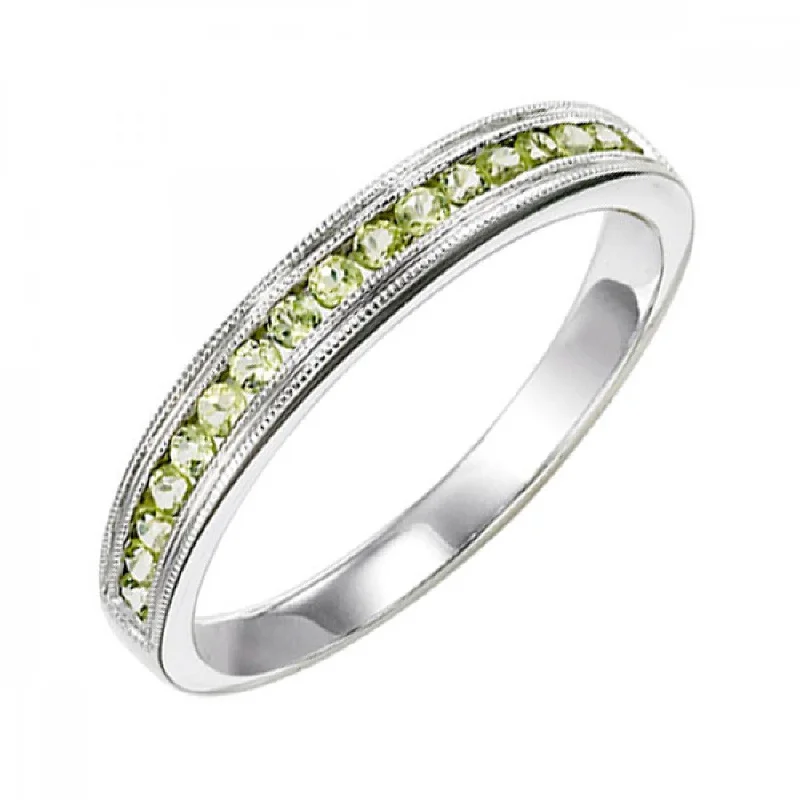 10KT Round Gemstone Stackable Ring- Peridot (August)