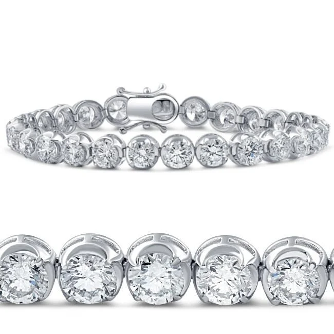 Ladies charm bracelets-14.55Ct TW Round-Cut Diamond Tennis Bracelet 7" White Gold Lab Grown