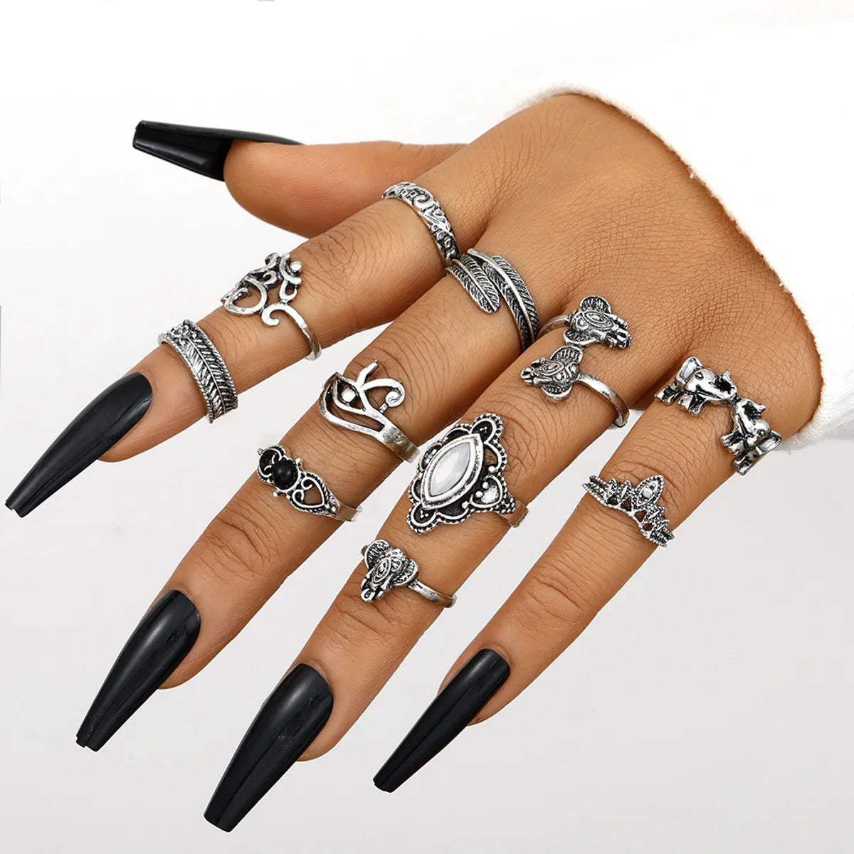 Ladies adjustable rings-Vintage Style Devil's Eye Elephant Alloy Wholesale Open Rings