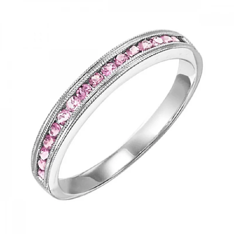 10KT Round Gemstone Stackable Ring- Pink Tourmaline (October)