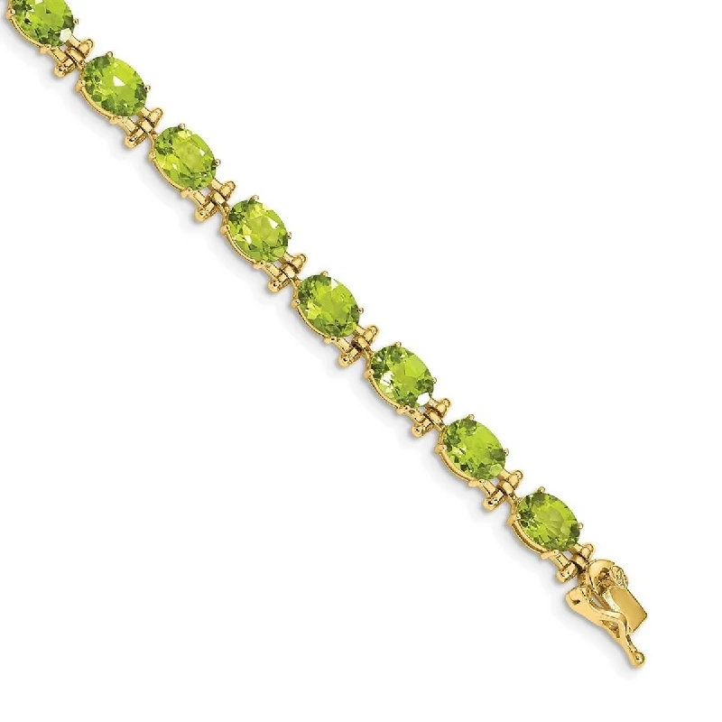 Ladies silver bangle sets-Curata 5mm 14k Peridot Bracelet