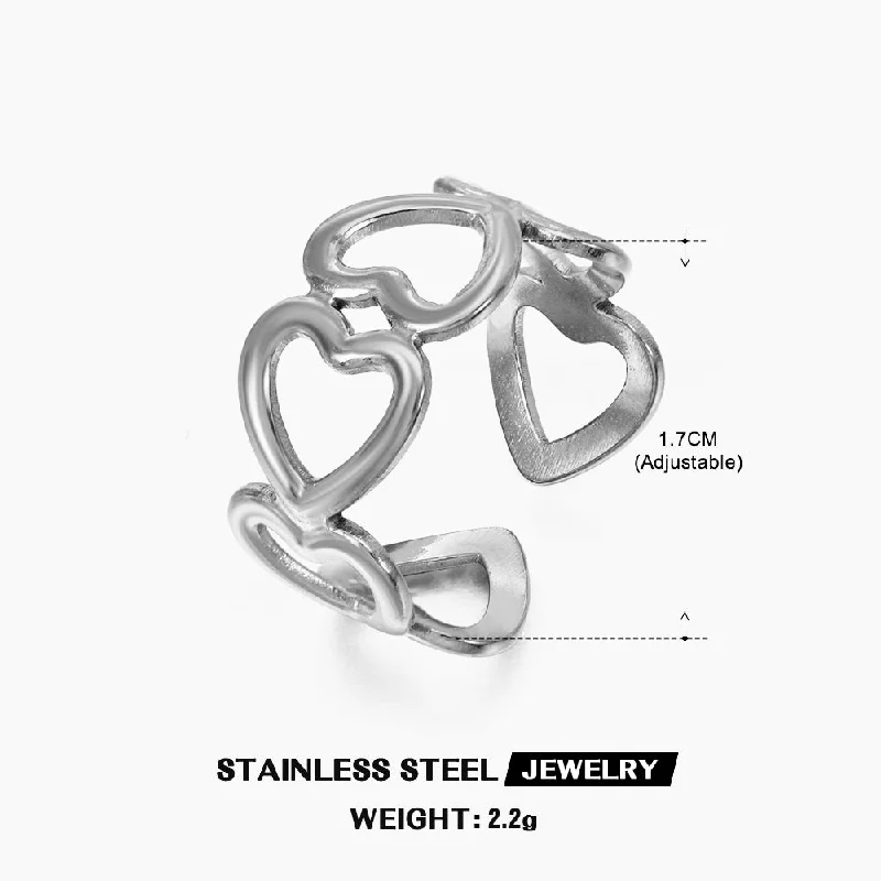 Steel Color Love Heart-Shaped Ring-ZN040S