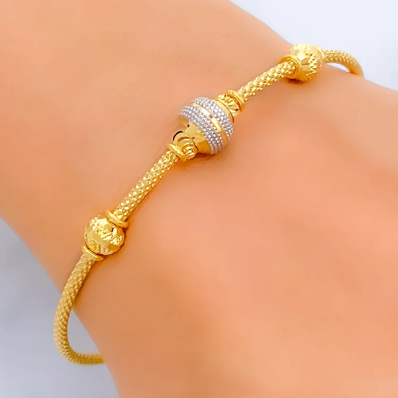 Ladies modern bracelets-Glowing Orb 22k Gold Bangle Bracelet