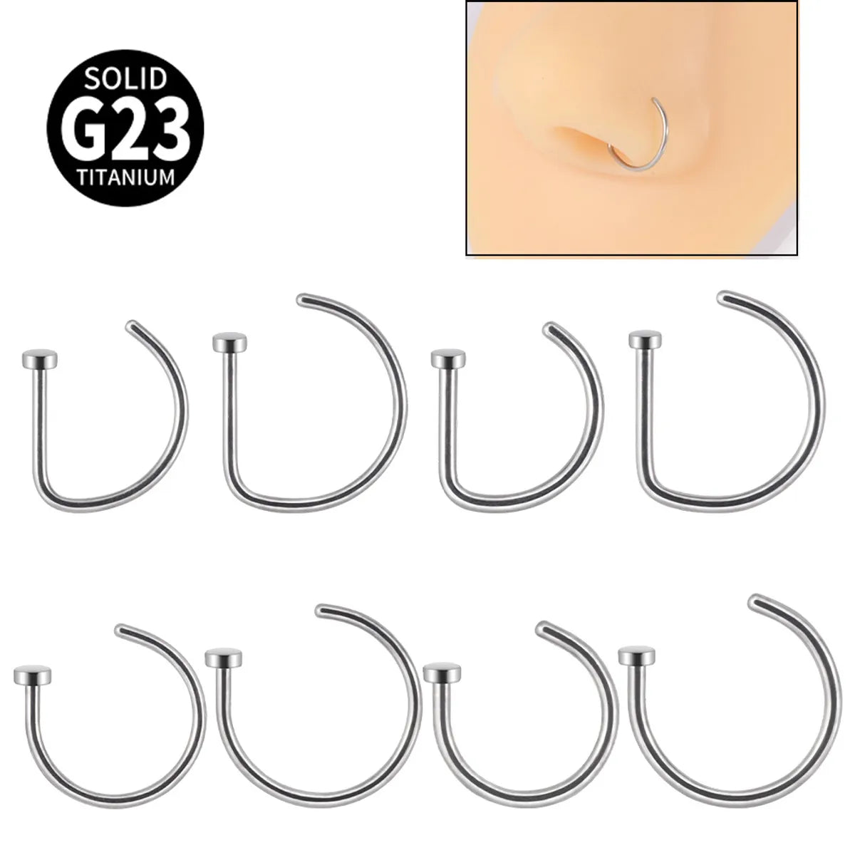 Ladies gold wedding bands-Simple Style Cool Style Geometric G23 Titanium Polishing Nose Ring