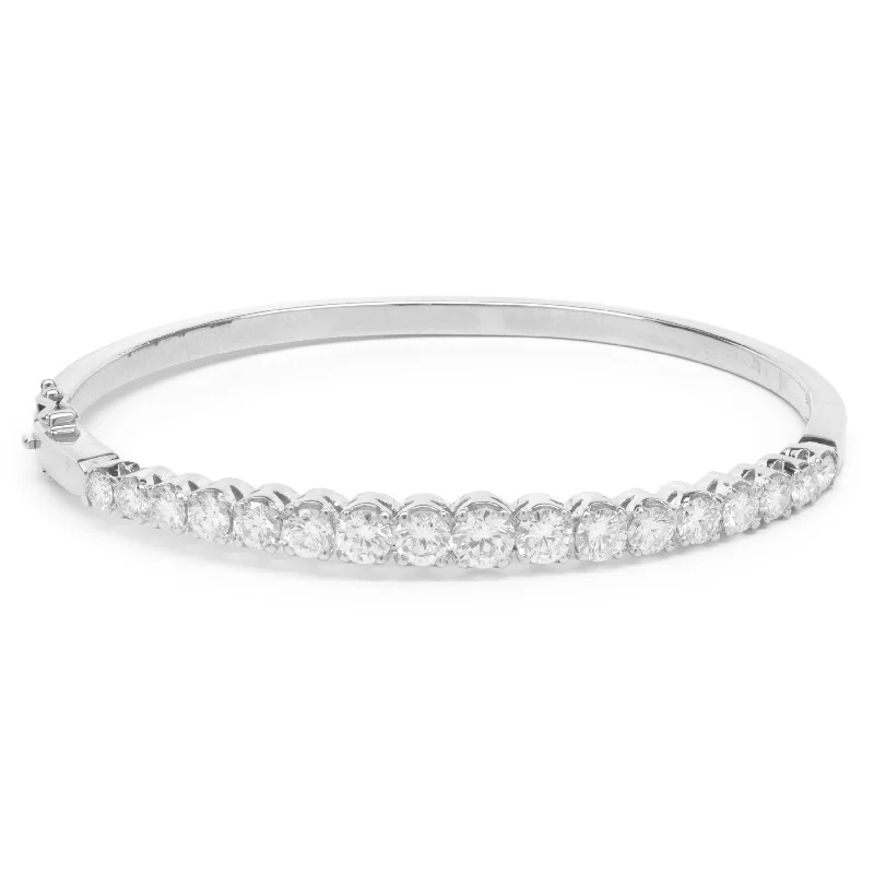 Ladies charm bracelets-18 Karat White Gold Diamond Bangle Bracelet