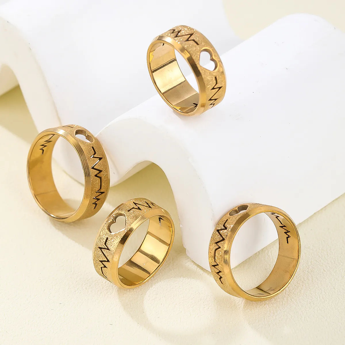 Ladies antique rings-Titanium Steel Retro Geometric Letter Lines Plating Rings