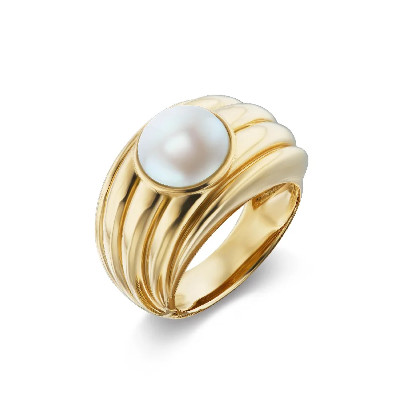 Ladies vintage engagement rings-Pearl Marea Ring