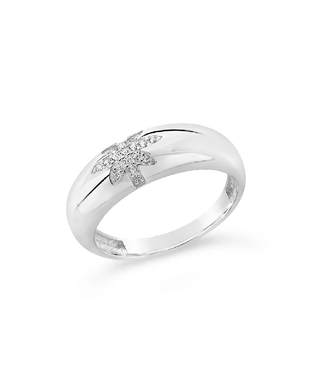 Ladies flower design rings-Sterling Silver CZ Burst Band Ring