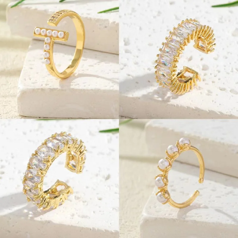 Ladies wedding set rings-Vintage Style Circle Copper Plating Inlay Zircon Open Rings