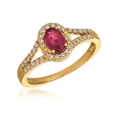 Ladies emerald-cut rings-14KT Honey Gold Passion Ruby Le Vian Ring