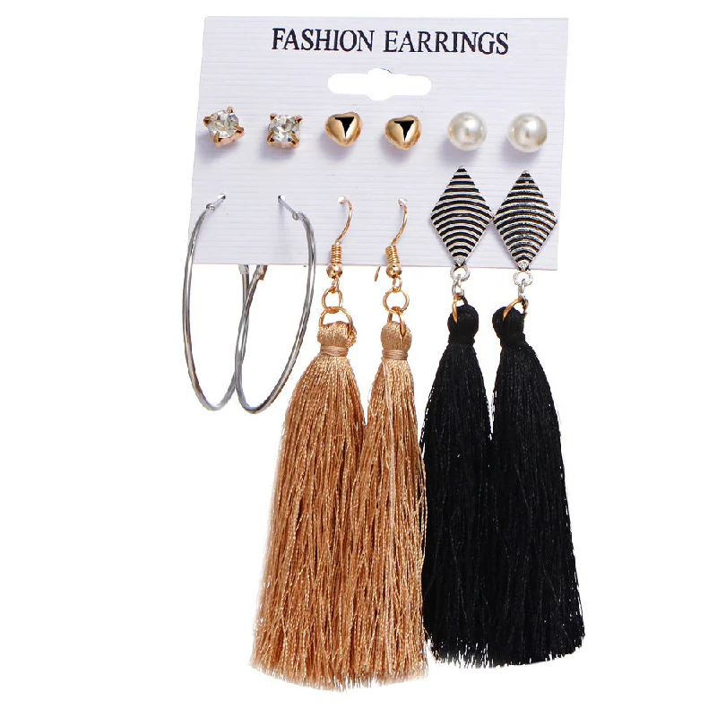 Ladies oval diamond rings-Alloy Bohemia Tassel Earring  (gcb04-01) Nhpj0138-gcb04-01