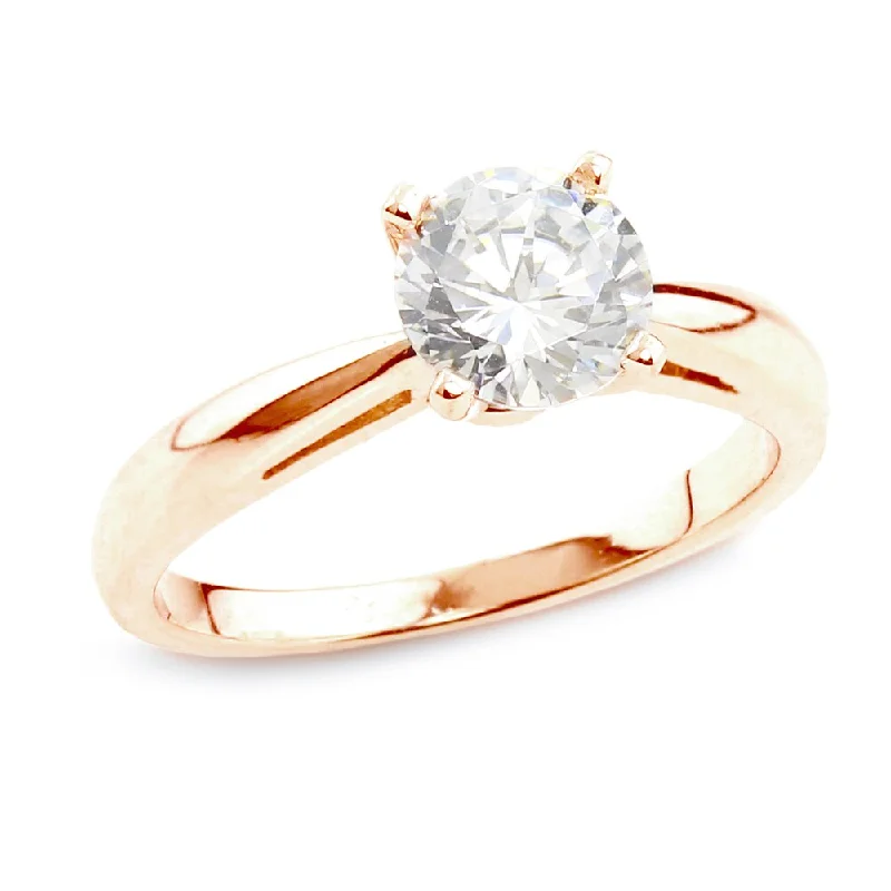 Ladies affordable engagement rings-Auriya 14k Rose Gold 3/4ctw Solitaire Diamond Engagement Ring Certified